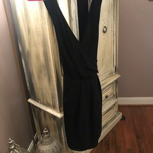 Black cross detail cocktail dress